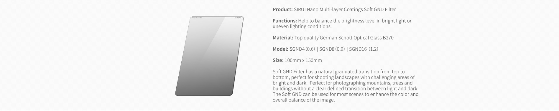 Sirui S-Pro Nano MC 100x150mm Soft-Graduated ND0.9 Filter (3 Stops)