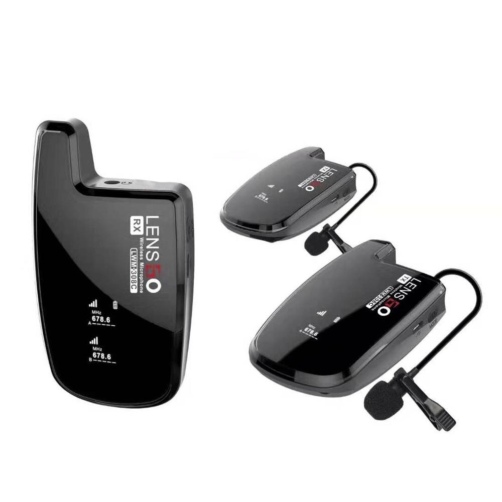 Mic wireless Lensgo LWM 308C - Double (2 phát 1 nhận) - Black