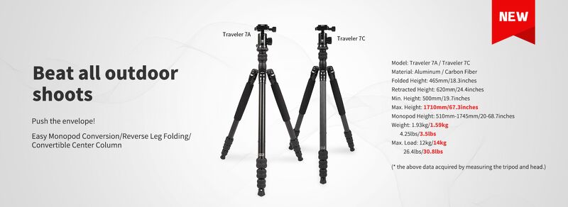 Tripod Sirui Aluminium 7A Traveler