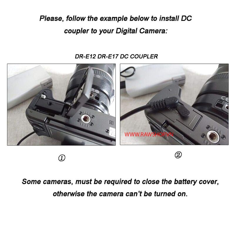 Pin ảo Dummy battery LP-E12 adapter chấn lưu dùng sạc dự phòng 5V