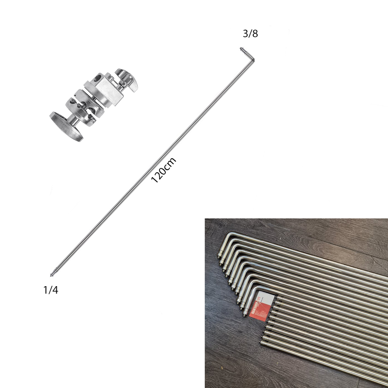 Combo Grip head và boom Inox đặc chữ L