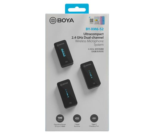 Mic wireless Boya BY XM6 S2 (Chính hãng) - chuẩn 3.5mm - hai người nói cùng lúc