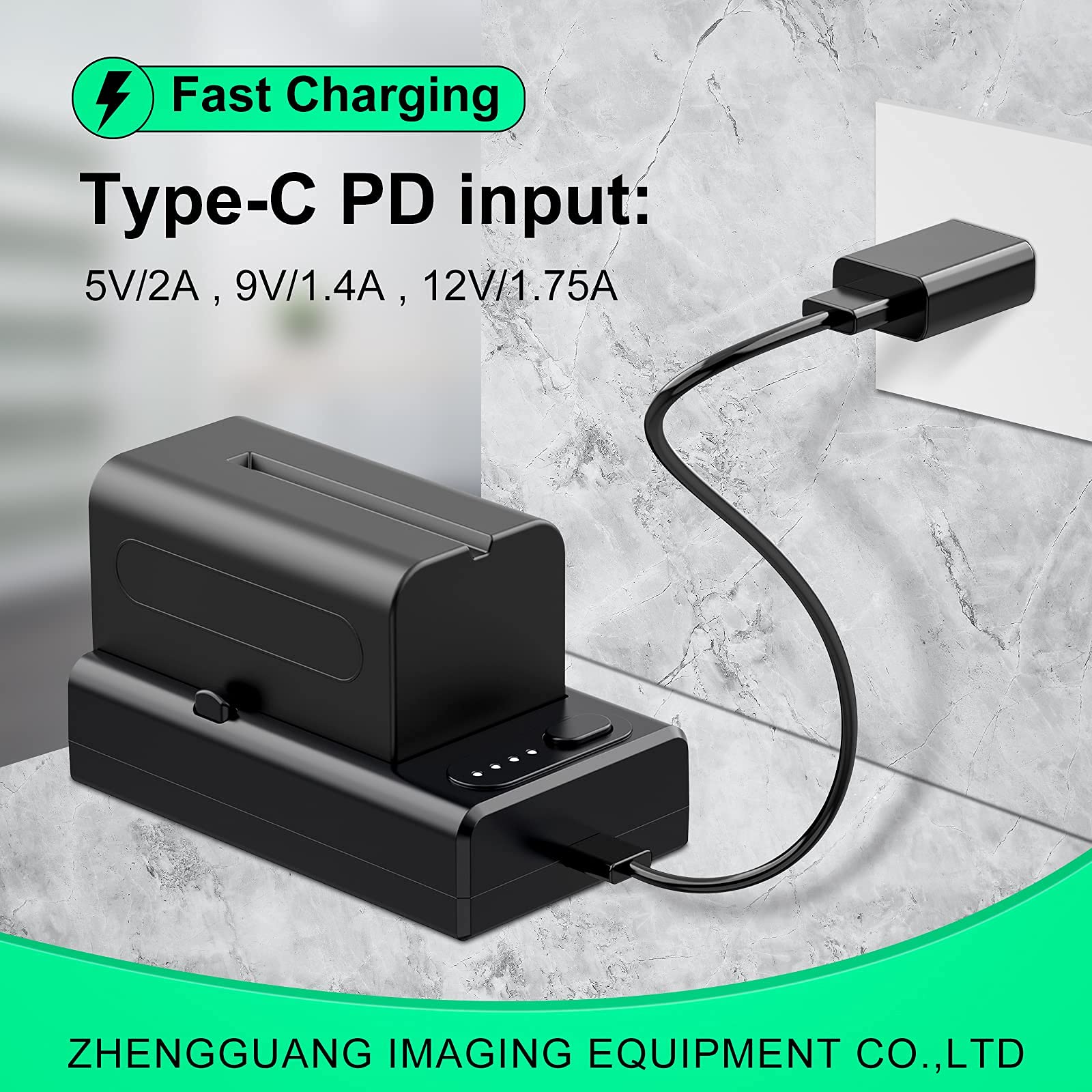 Bộ sạc ZGCINE F970 charger Adapter - cổng out USB-C, D-Tab for Dummy battery USB-C