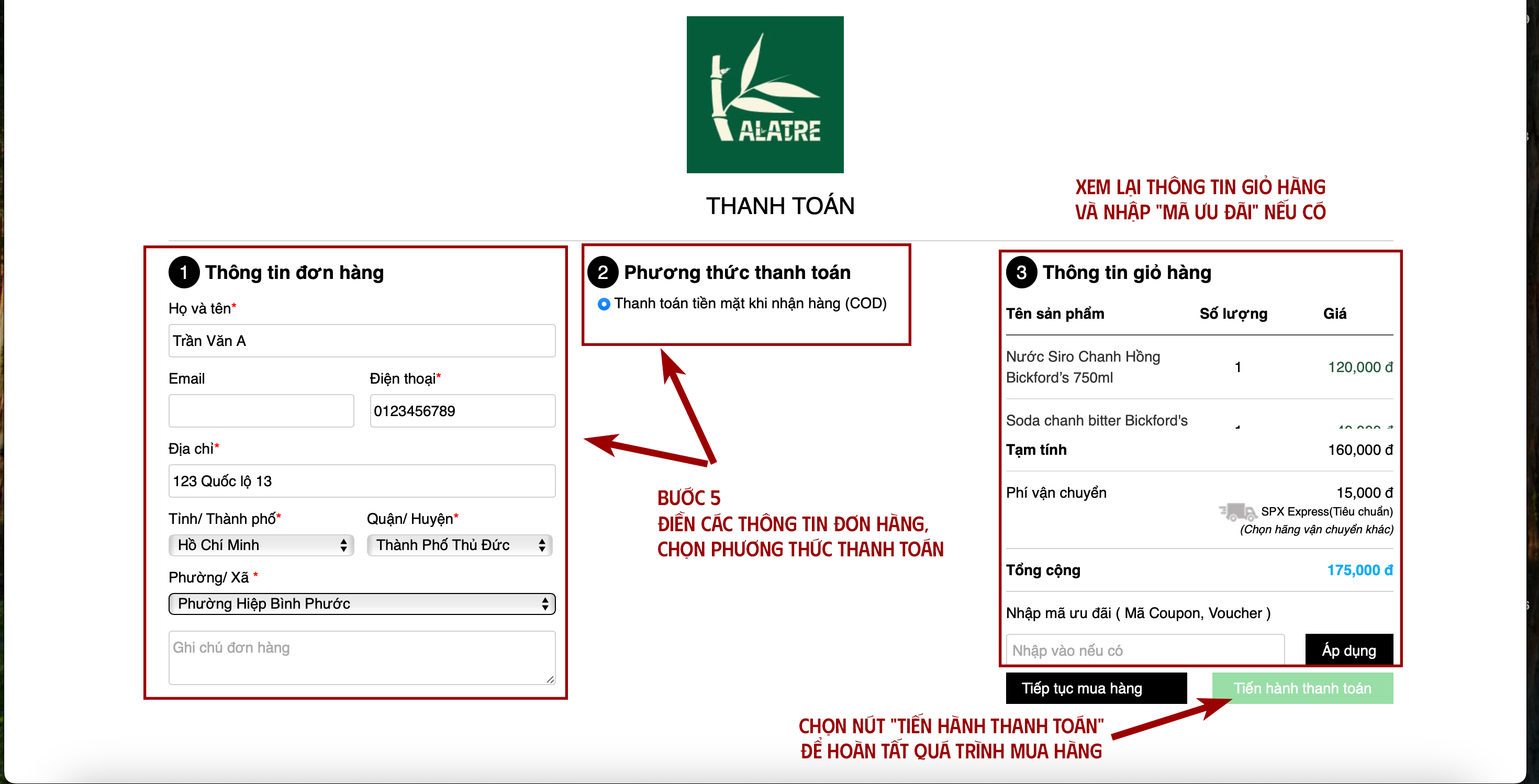 Hướng dẫn mua hàng trên website Alatre 5