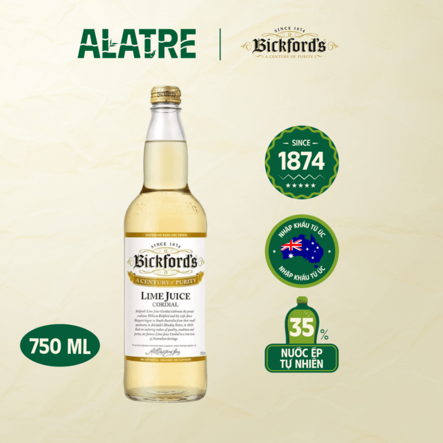 Siro chanh ép Bickford's 750ml