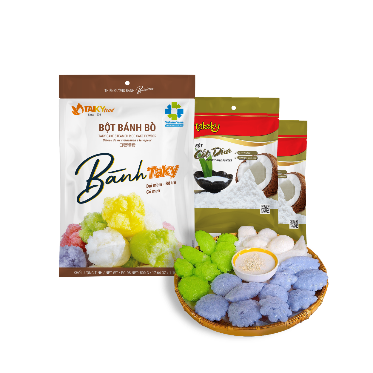 Combo bột bánh bò cốt dừa Tài Ký 500g và 2 gói bột cốt dừa 50g