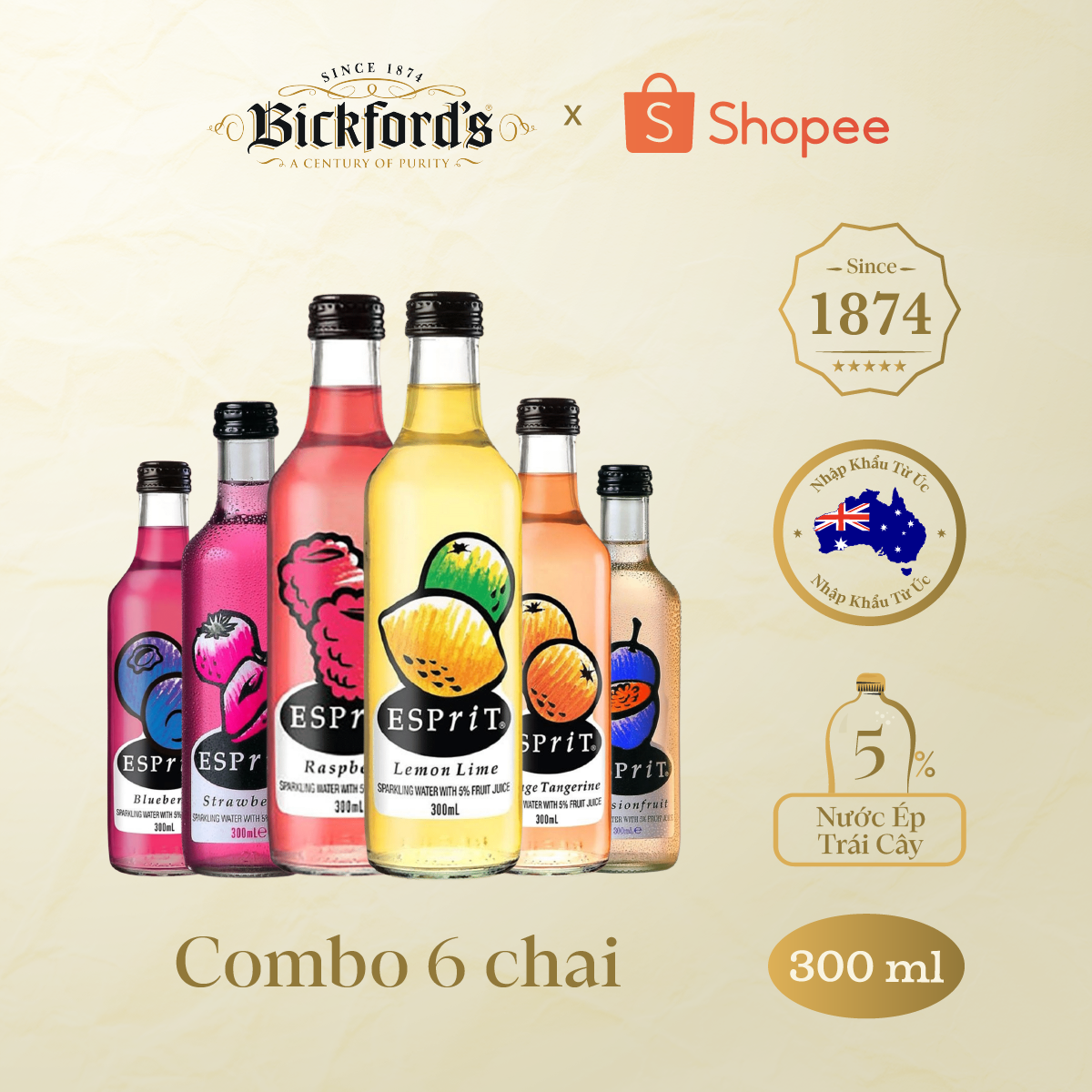 Combo 6 vị nước có ga Esprit