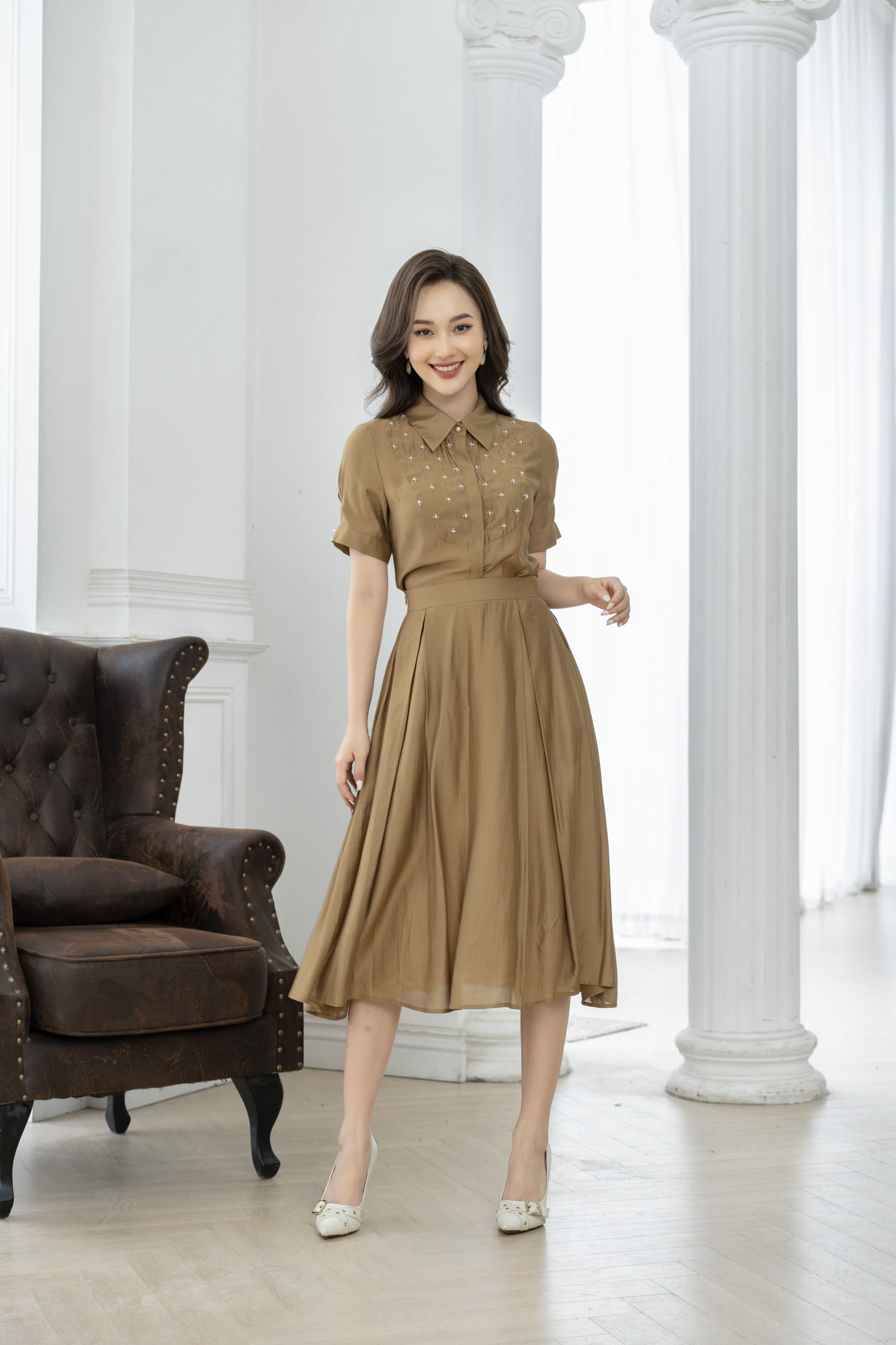 Chân váy xếp ly kèm đai hàng Quảng Châu chất đẹp, chân váy xoè dài xếp ly  thời trang | Shopee Việt Nam