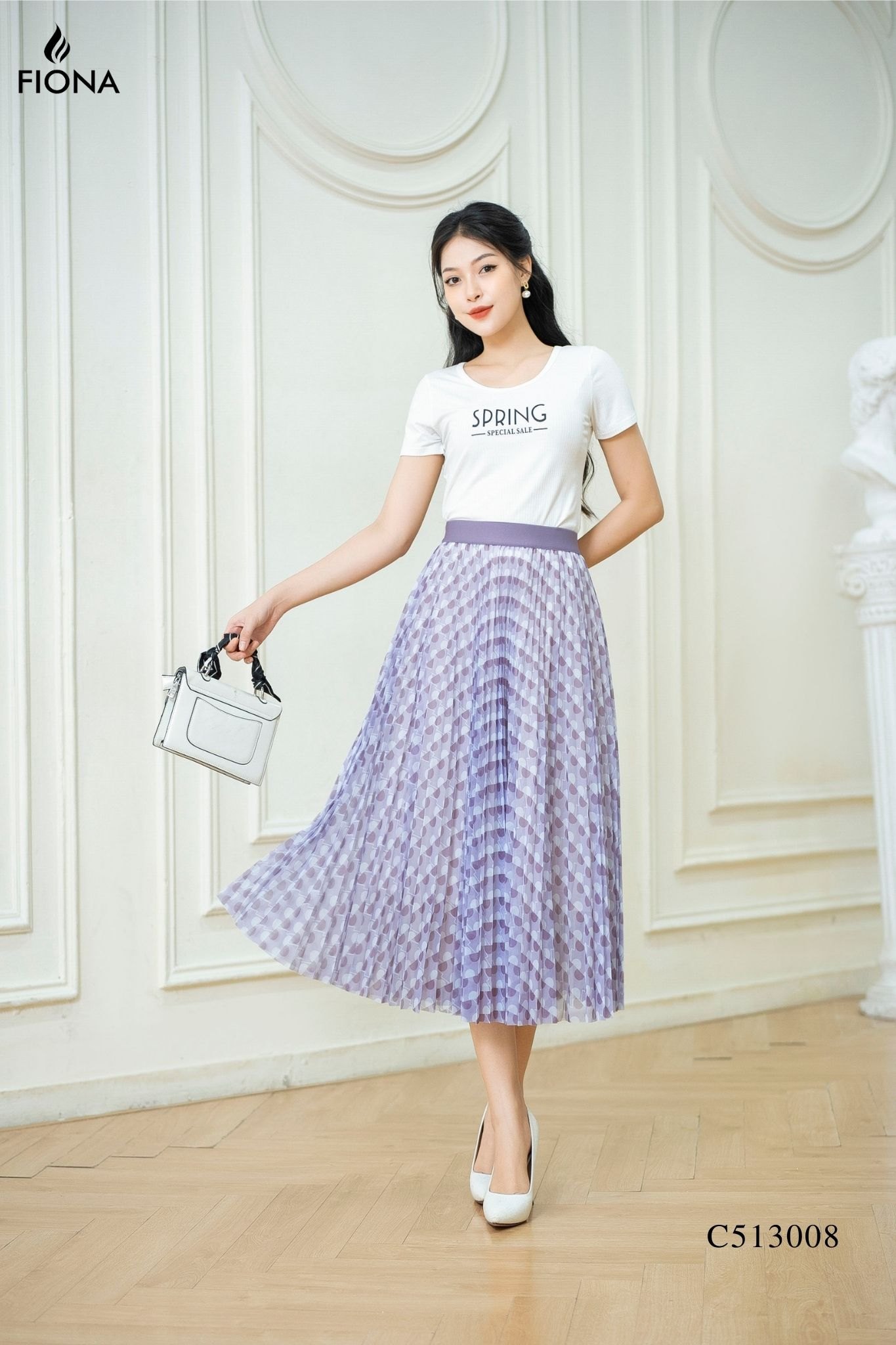 Đầm xòe cổ tim kẻ sọc nhiều màu KK150-37 | Thời trang công sở K&K Fashion