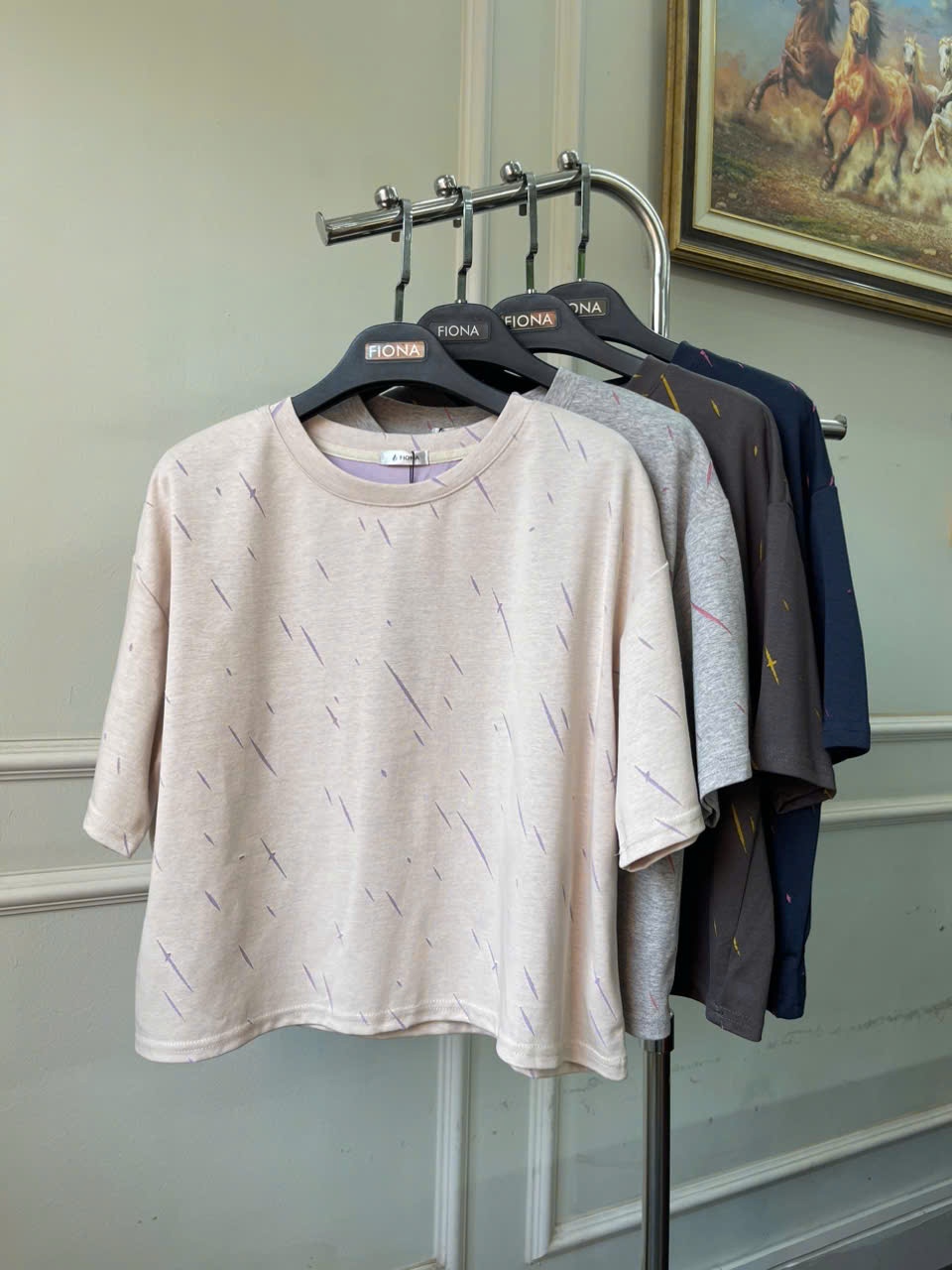 Áo cotton dáng suông croptop, cổ tròn, tay ngắn, Freesize