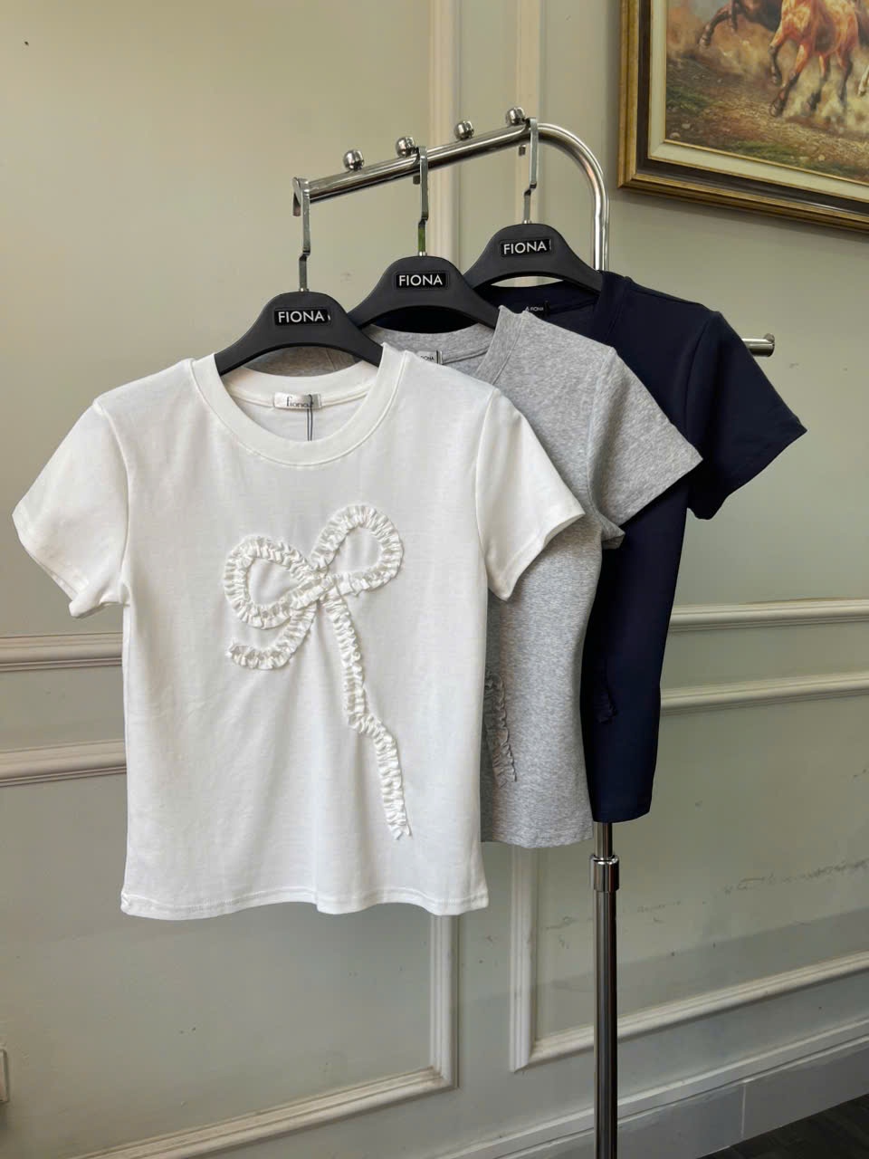 Áo cotton dáng suông, thân trước dúm bèo trang trí, Freesize