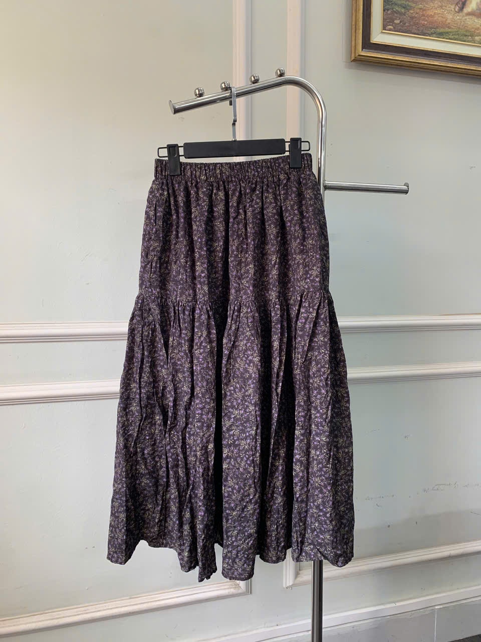 Chân váy hoa nhí dáng xòe, cạp chun, Freesize