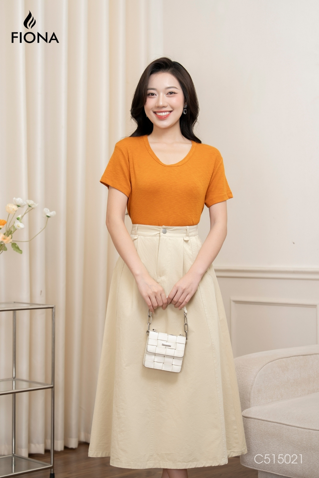 Áo cotton dáng suông, cổ tròn trứng, tay ngắn, Freesize