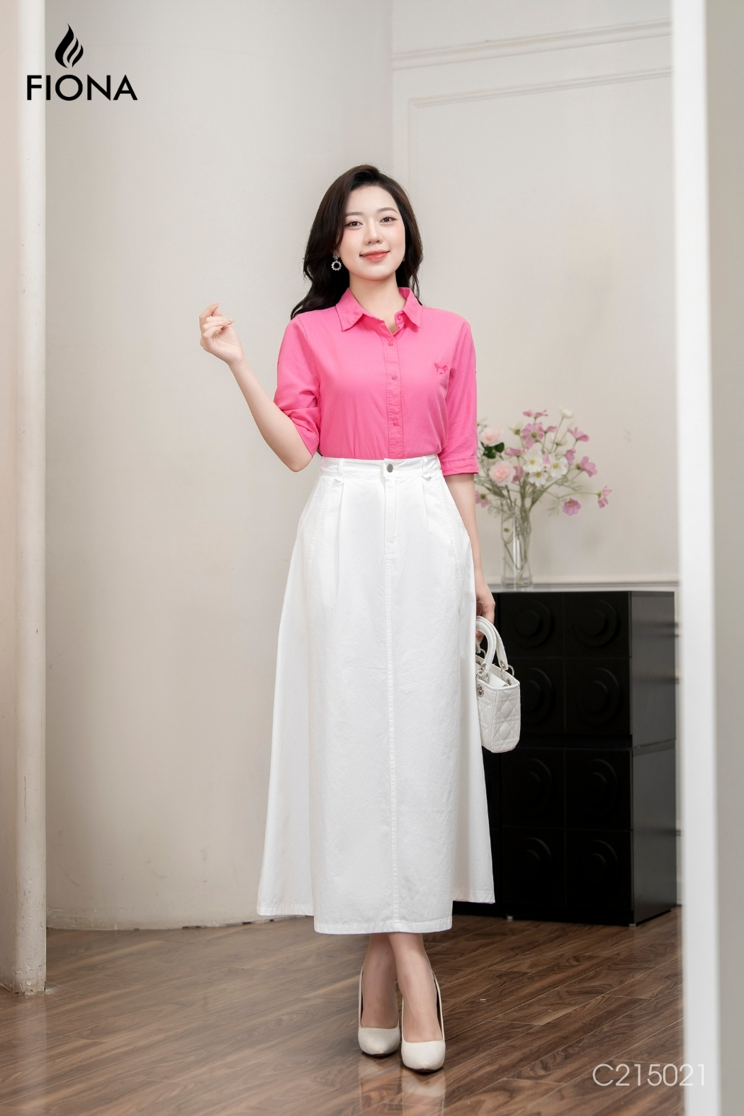 Chân váy Kaki dáng xòe A, đỉa cạp trang trí
