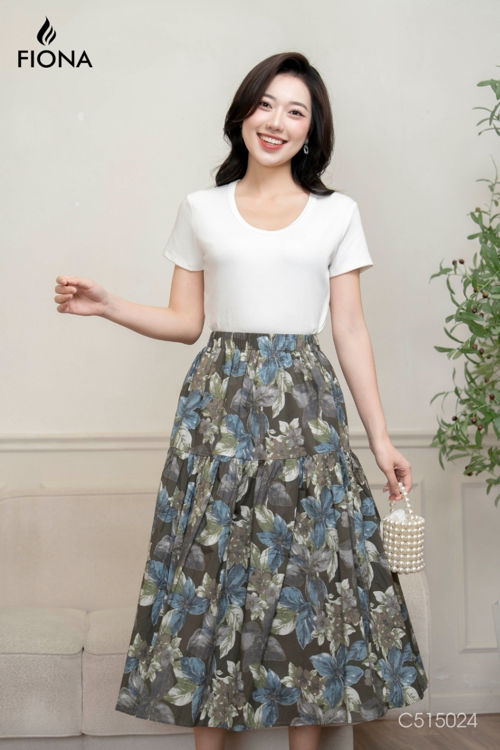 Áo cotton dáng suông, cổ tim, tay ngắn, Freesize