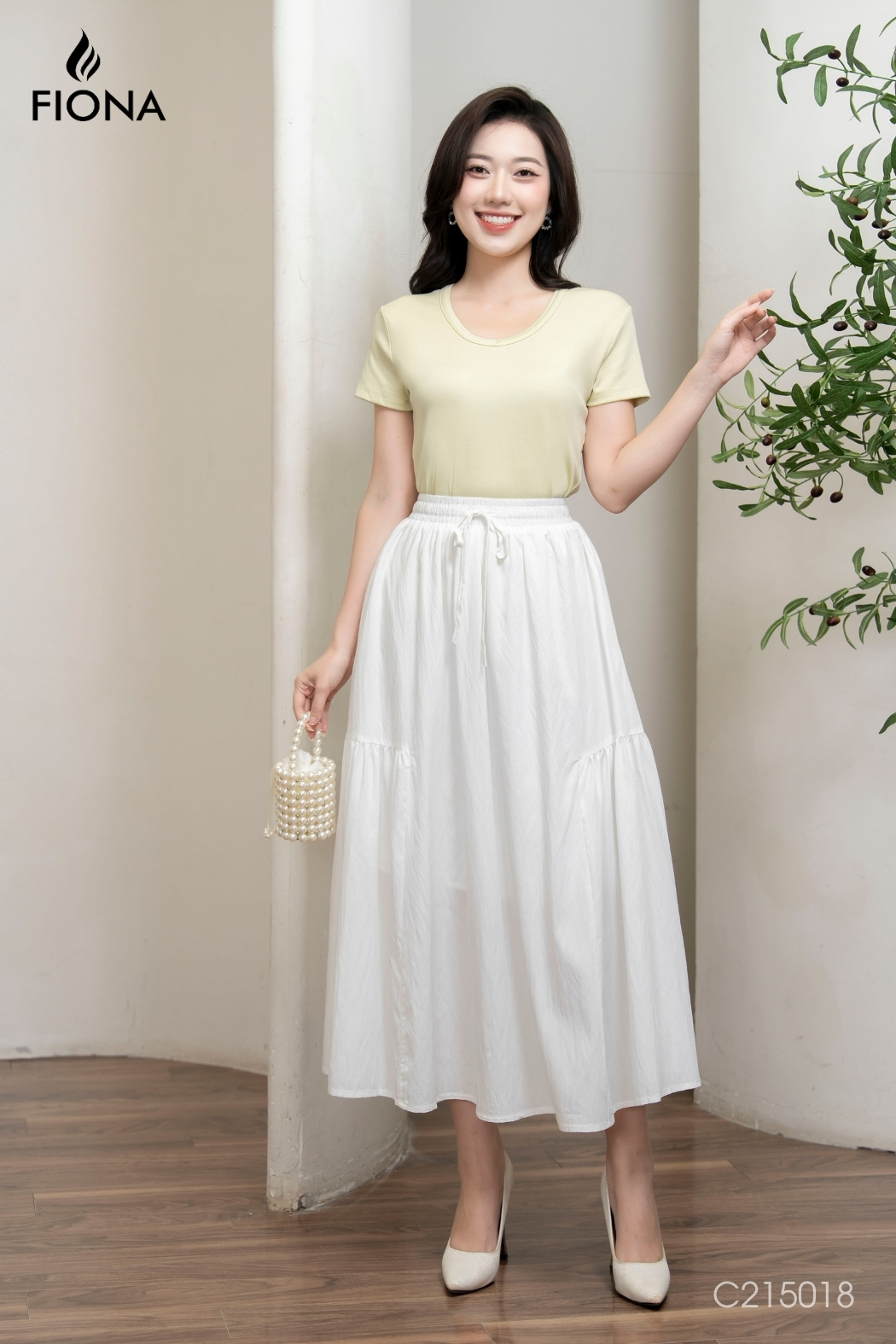 Chân váy dáng xòe, can dúm sườn, cạp chun, Freesize