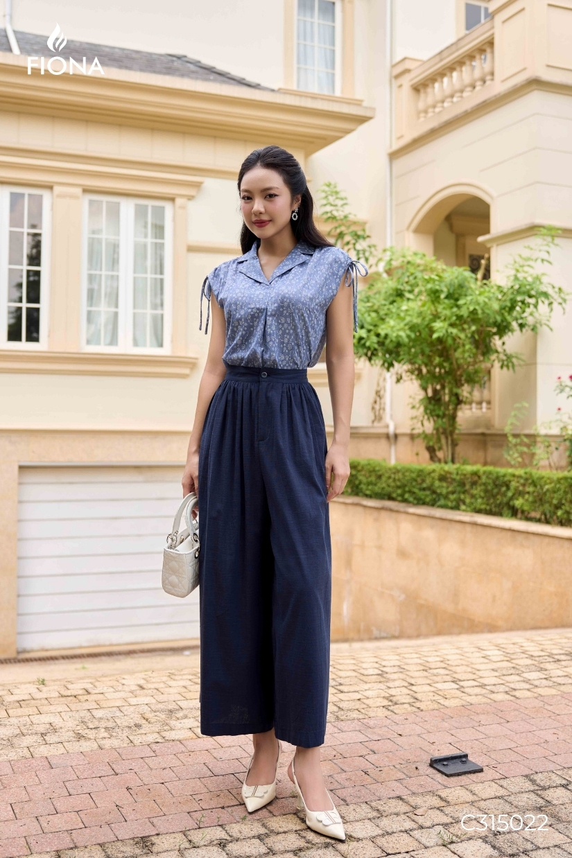 Quần Linen dáng suông, cạp chun thân sau, túi cạnh sườn