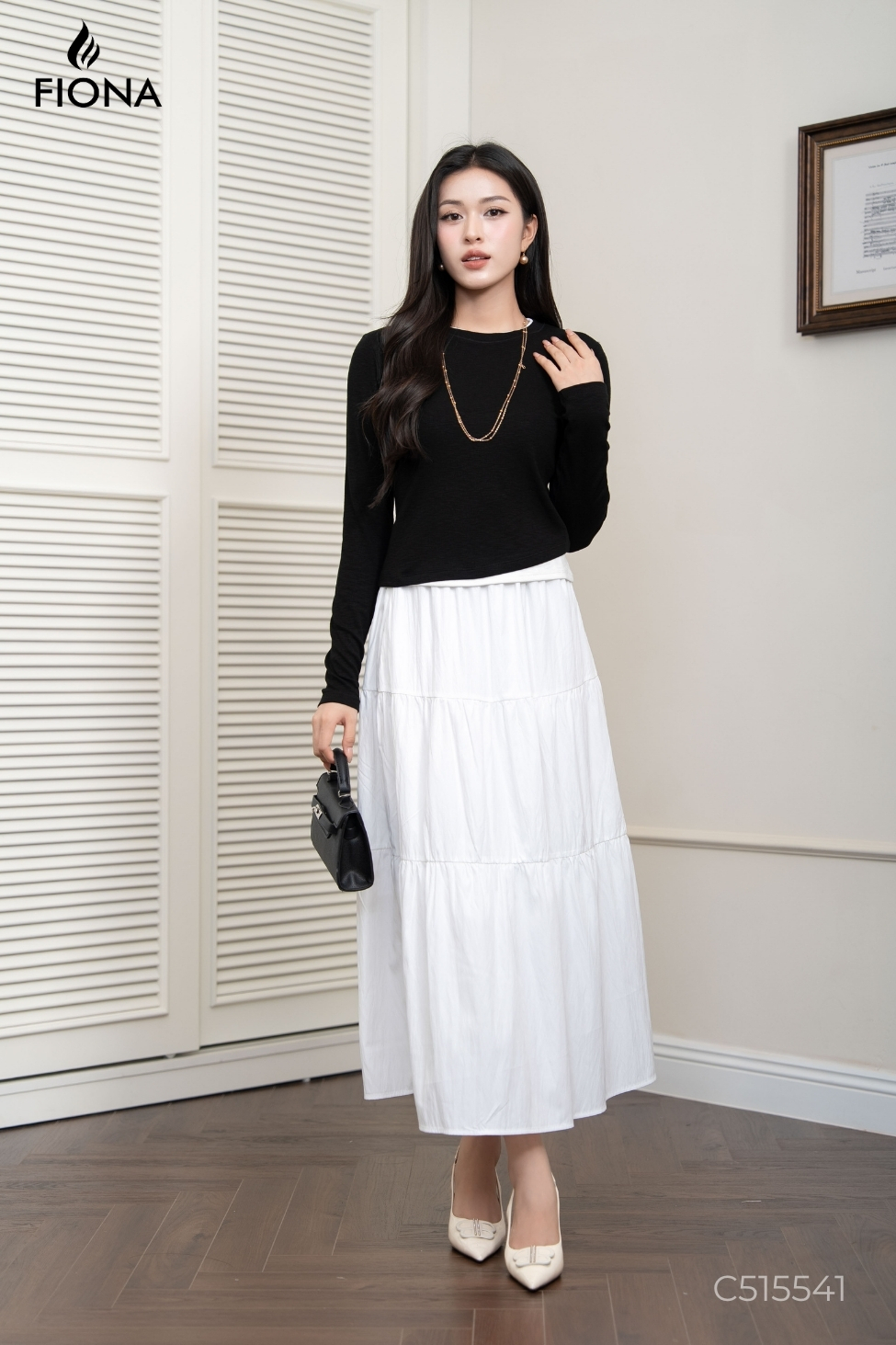 Áo cotton giữ nhiệt dáng ôm, cổ và gấu phối màu, Freesize