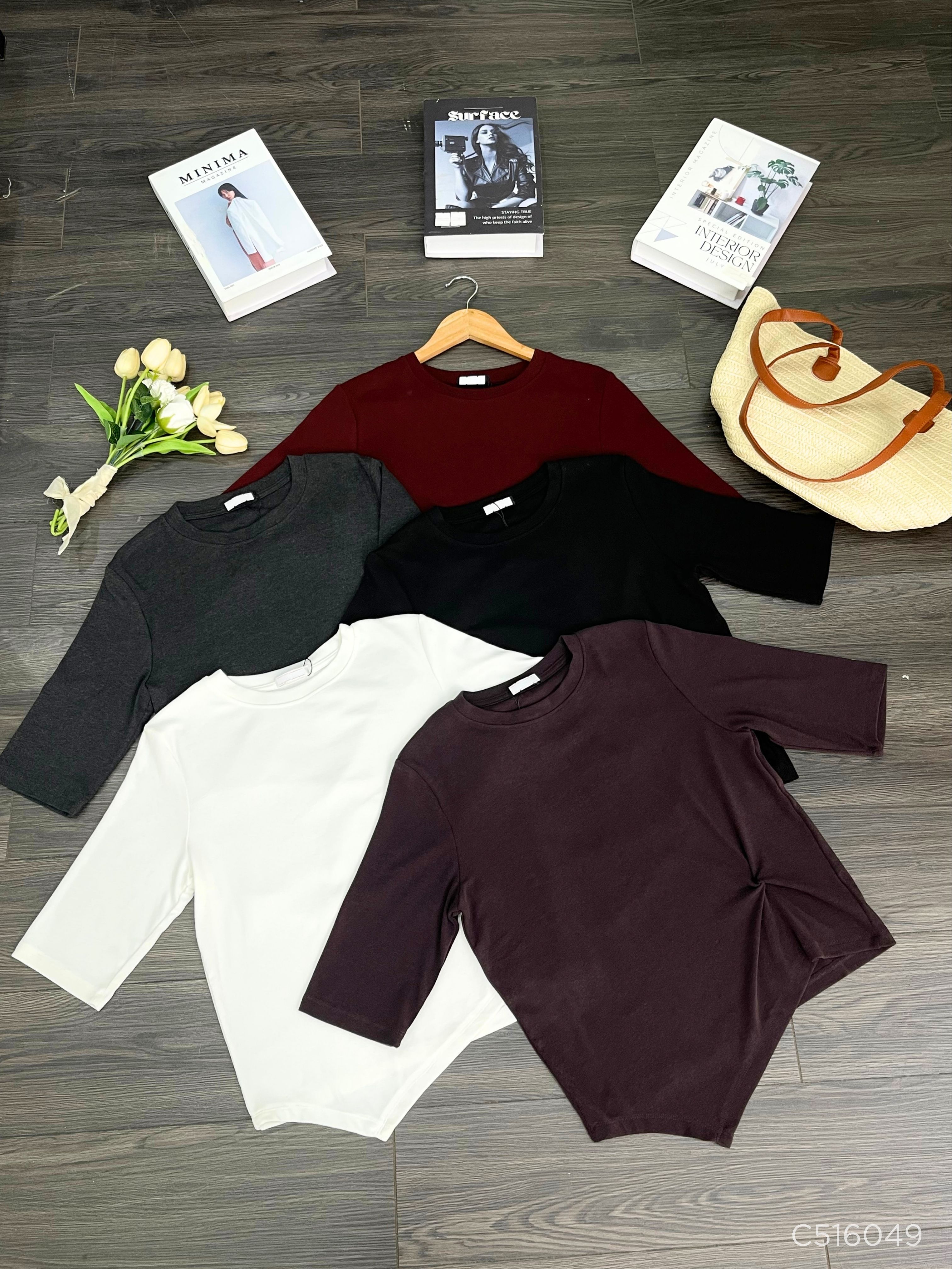 Áo cotton dáng suông, xoắn eo trang trí, tay lỡ, Freesize