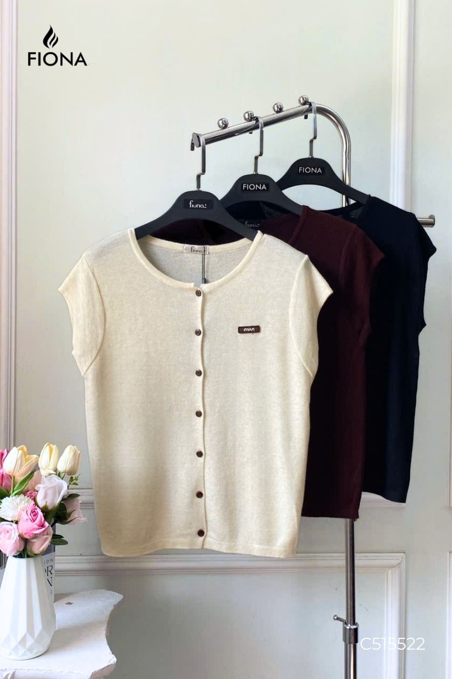 Áo len nữ chất viscose, cổ tròn, tay ngắn, Freesize