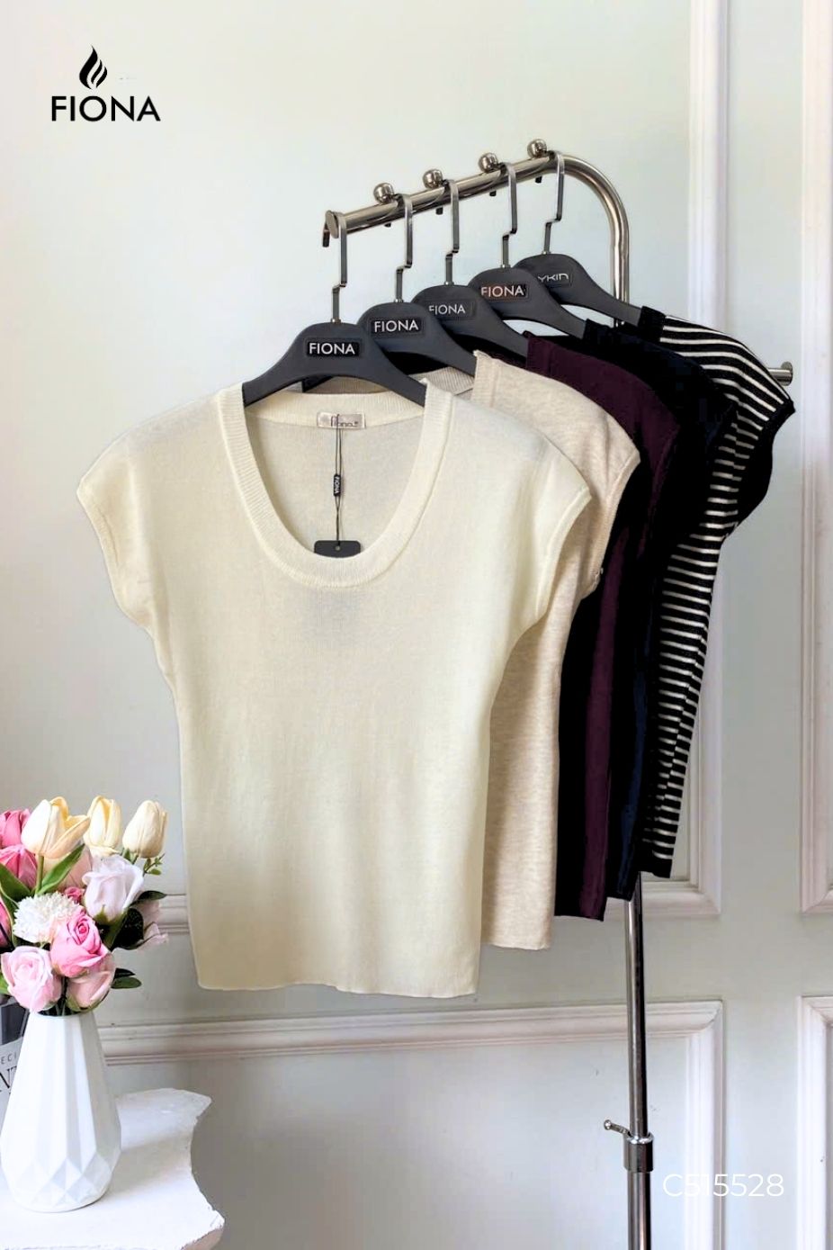 Áo len nữ chất viscose dáng ôm, cổ tròn trứng, tay liền, Freesize