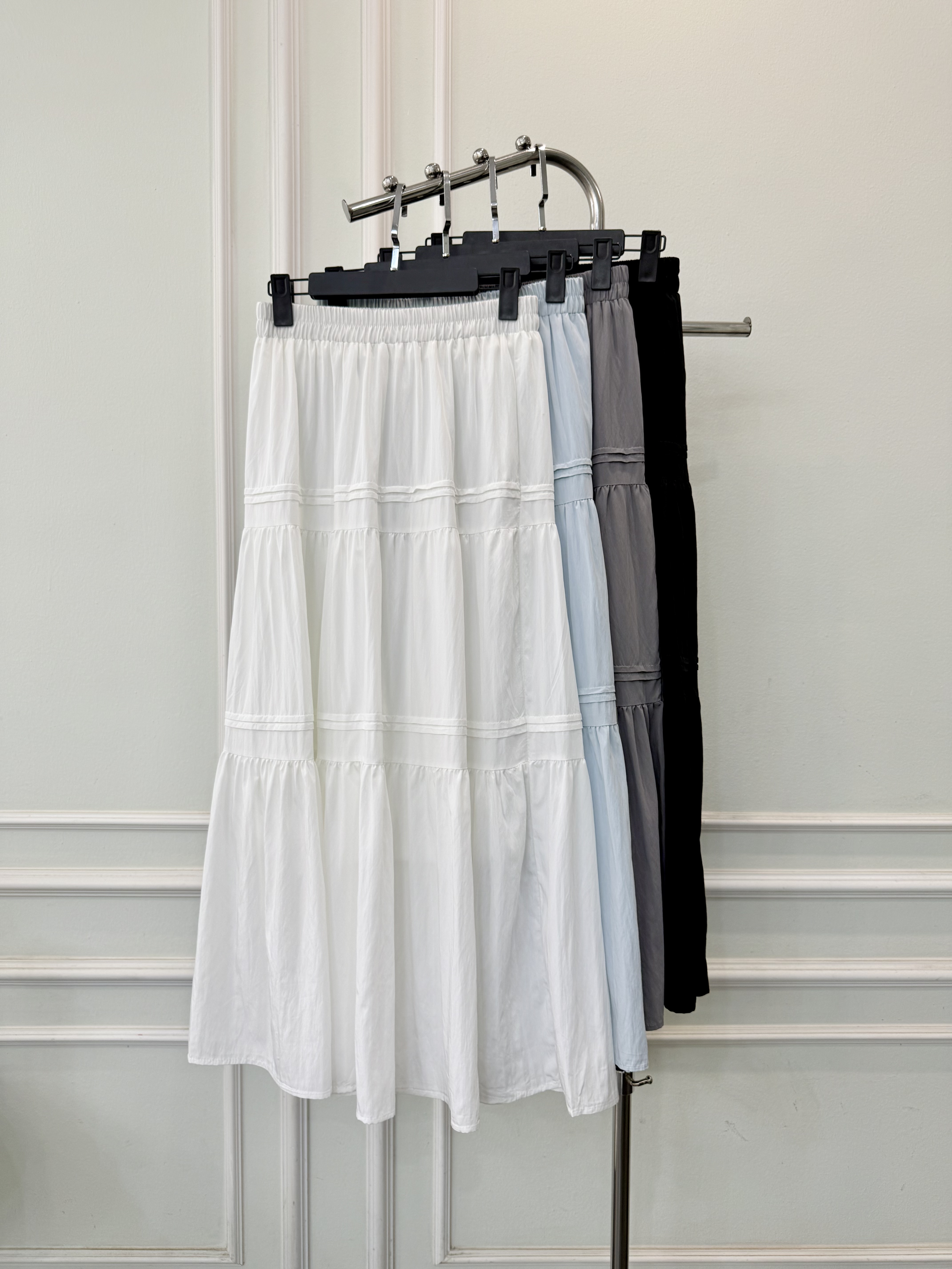 Chân váy freesize dáng xòe, tùng váy may can, ly may nổi