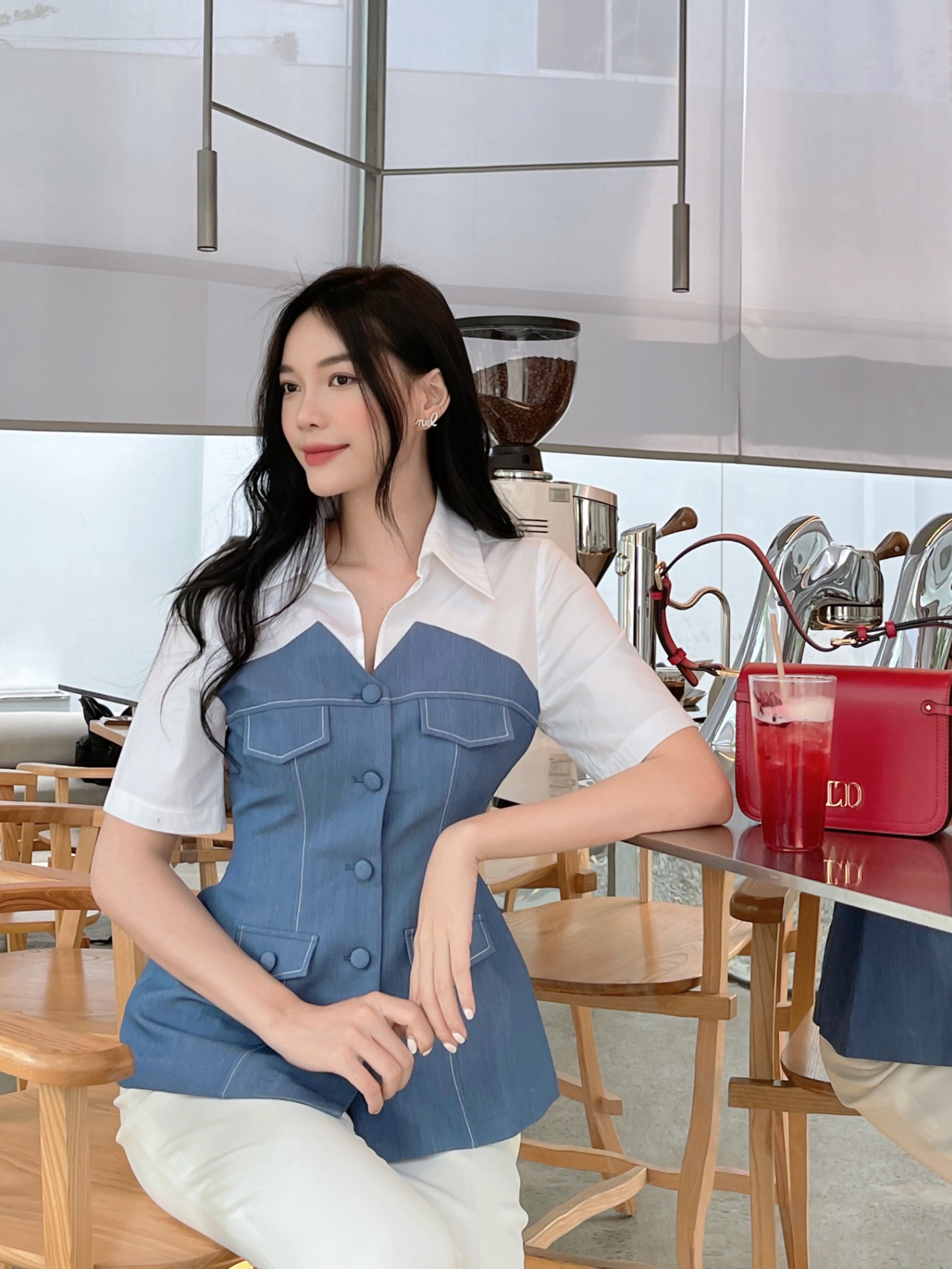 ÁO DENIM PHỐI SƠ MI CEILA