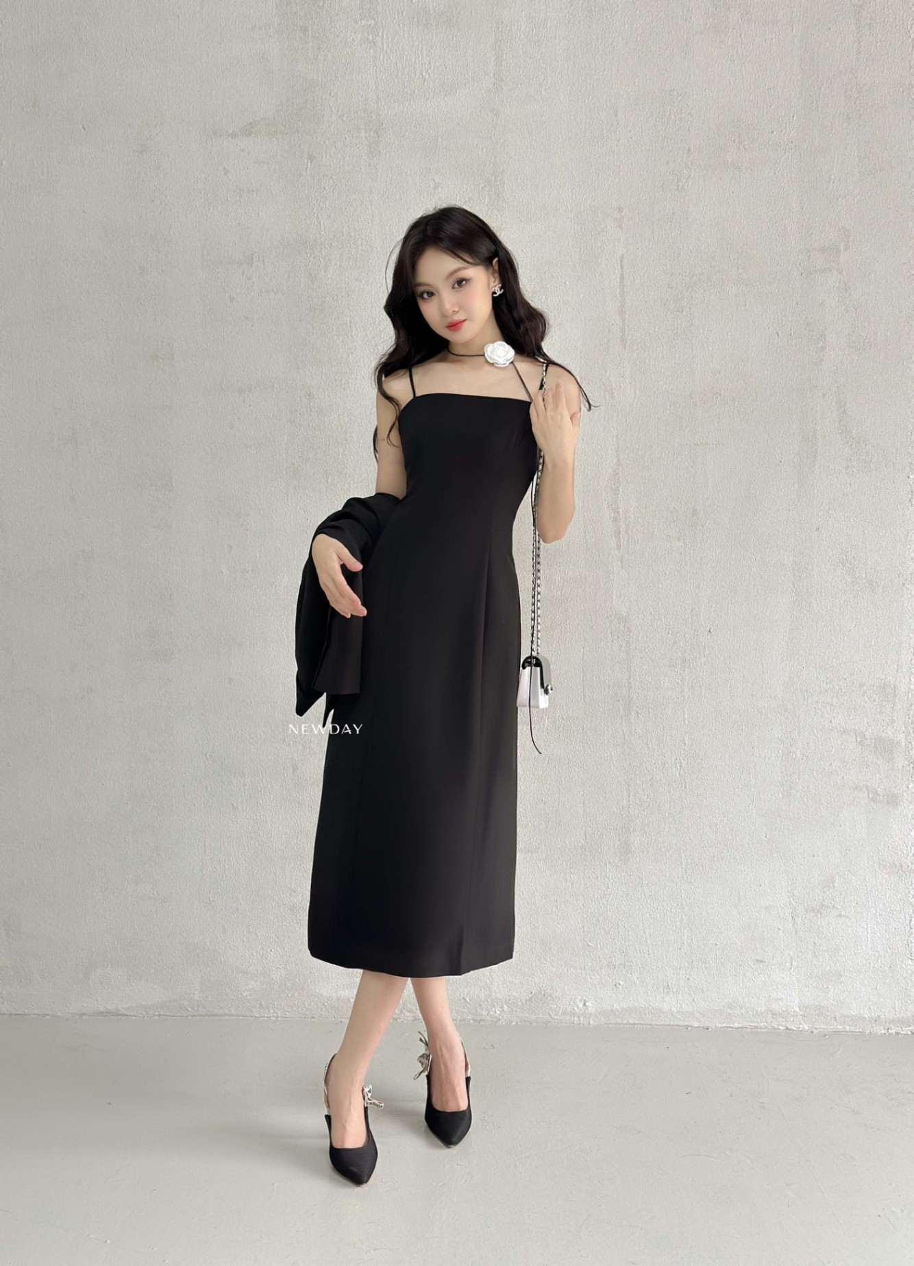Váy hai dây dáng dài - Đầm voan tơ buộc vai 2 lớp 2 màu (đen, be) - Đầm, váy  nữ | ThờiTrangNữ.vn