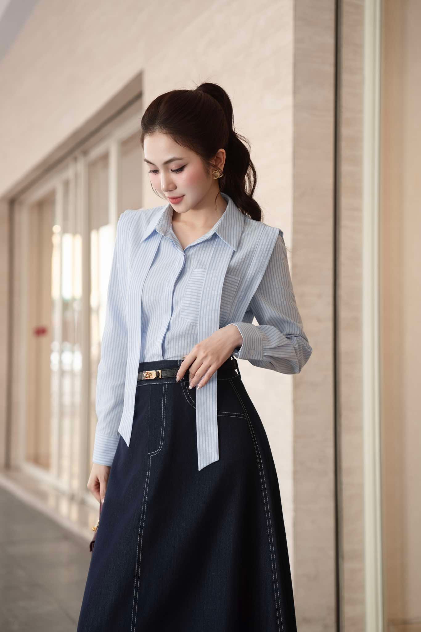ÁO SƠMI DÀI TAY PHỐI NƠ LILY