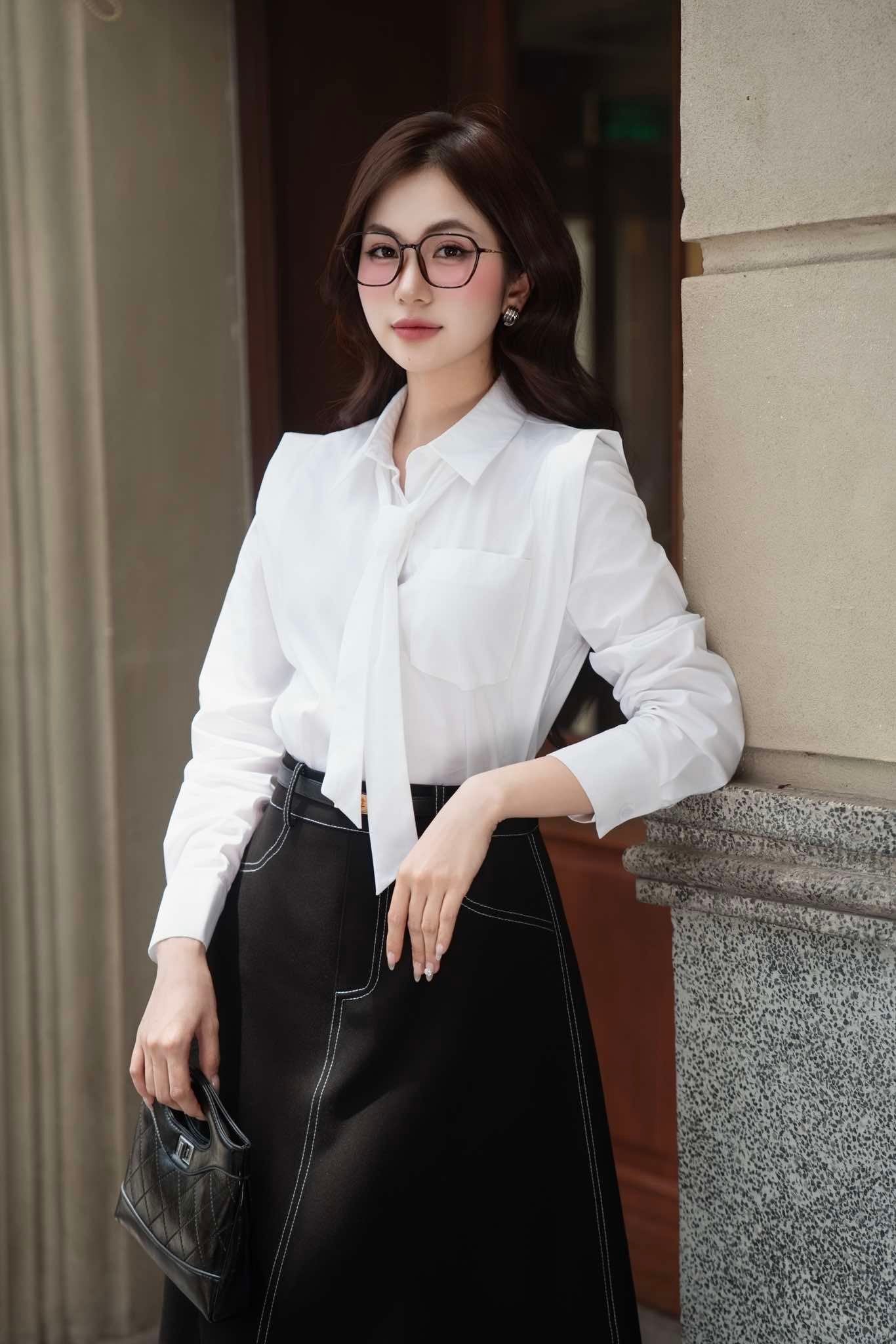 ÁO SƠMI DÀI TAY PHỐI NƠ LILY