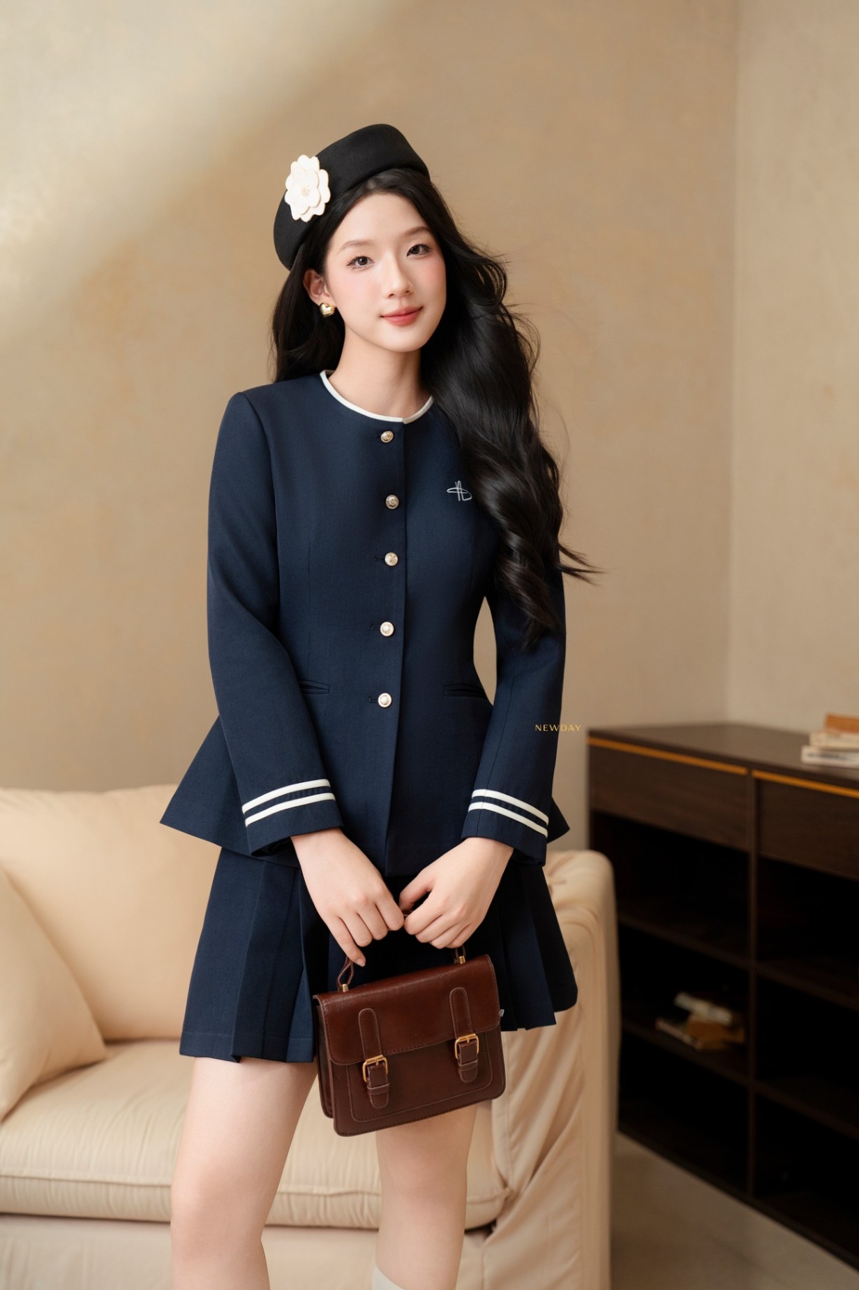 ÁO PHỐI CỔ SƠ MI KÈM NƠ AURIAN