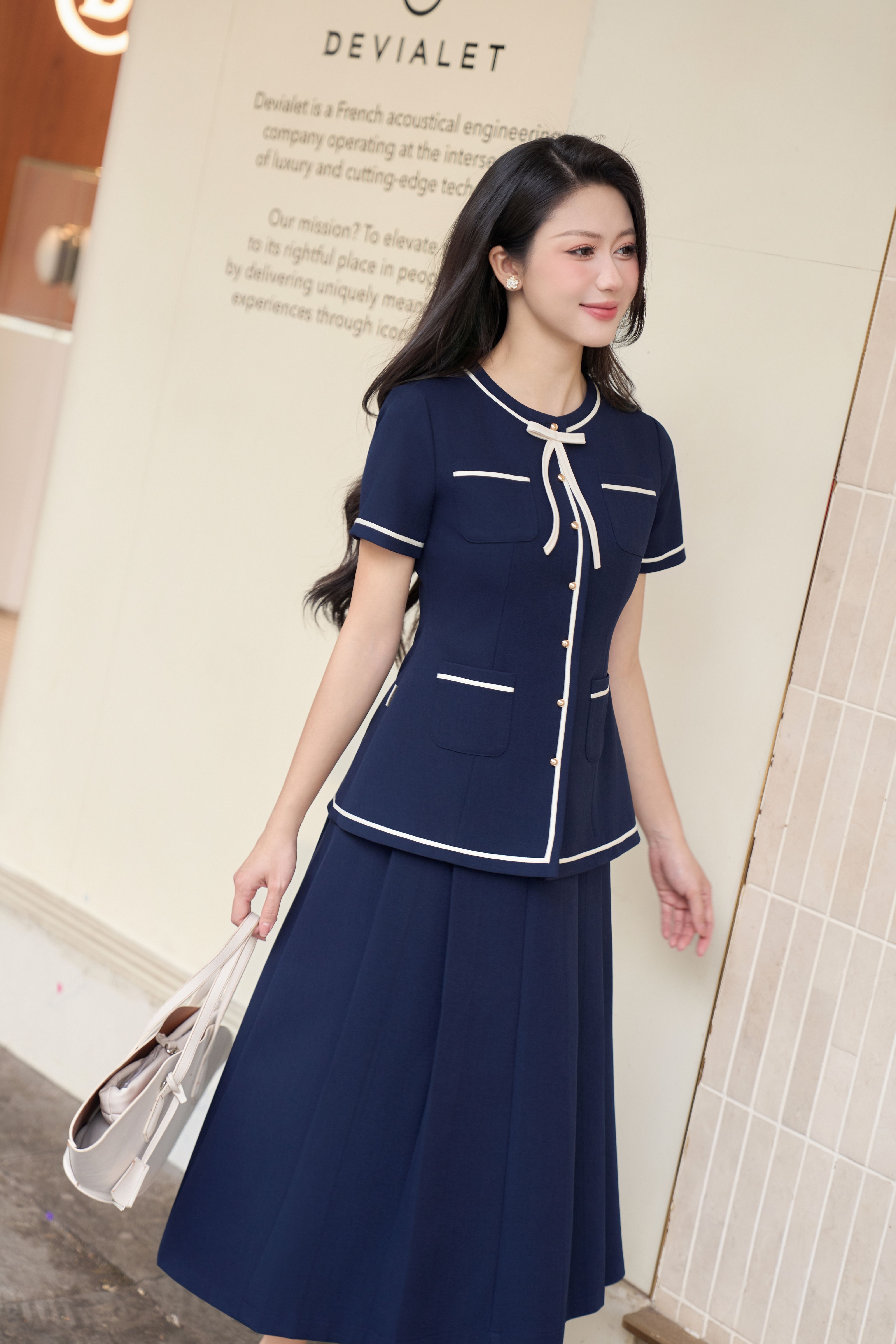 ÁO CHIẾT EO PHỐI VIỀN TÚI ỐP MABEL