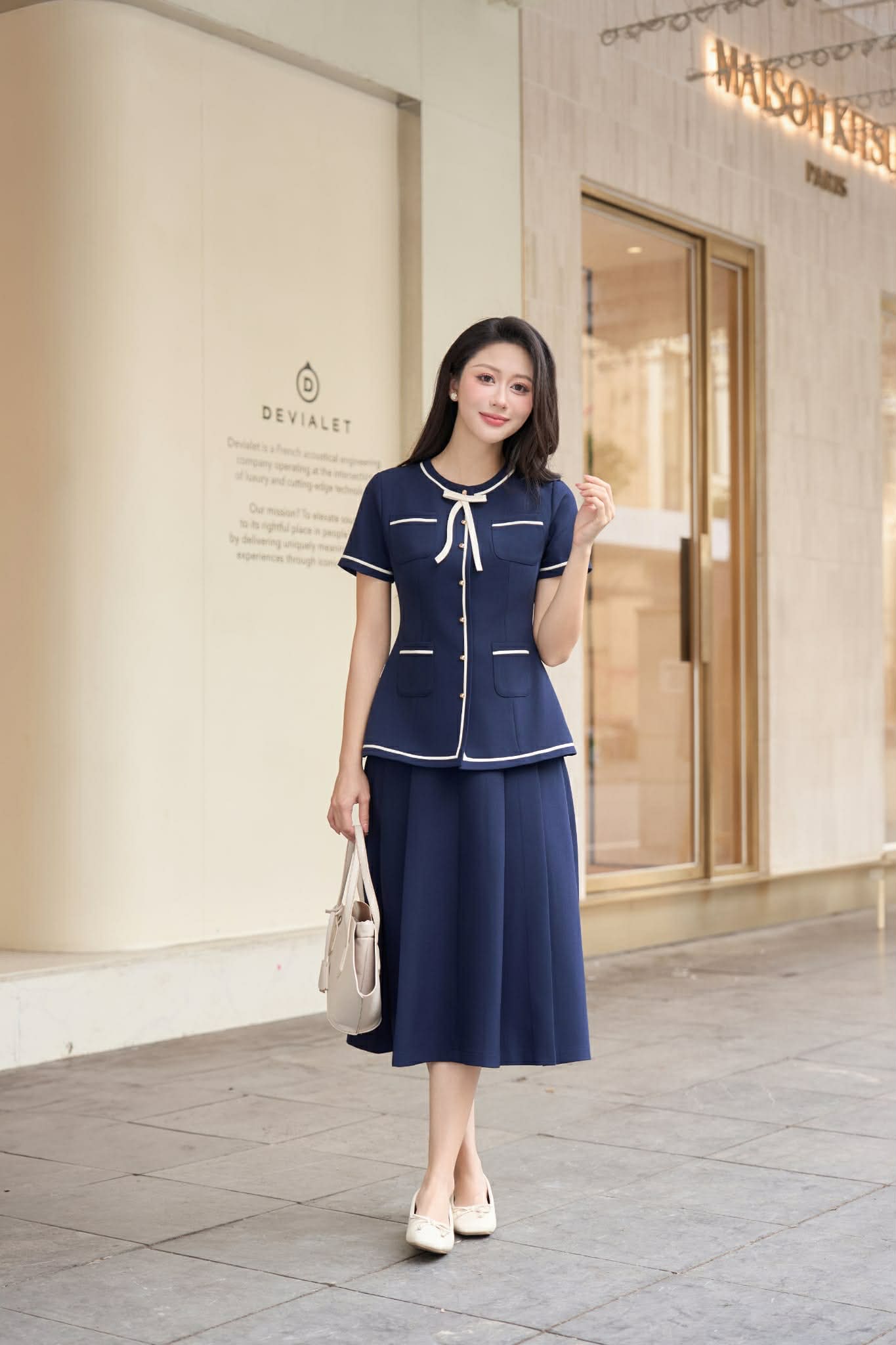 ÁO CHIẾT EO PHỐI VIỀN TÚI ỐP MABEL