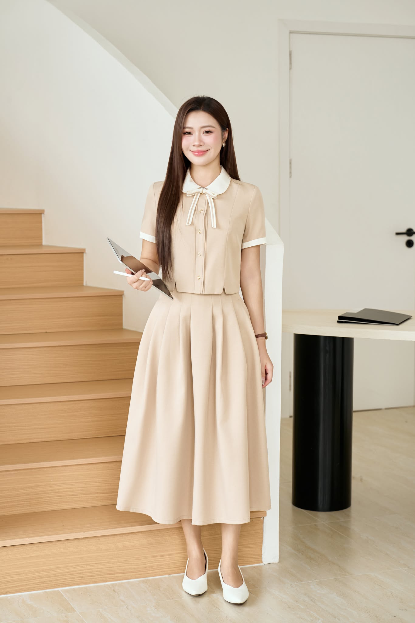 CHÂN VÁY DÀI DIỄU LY XẾP LEIA
