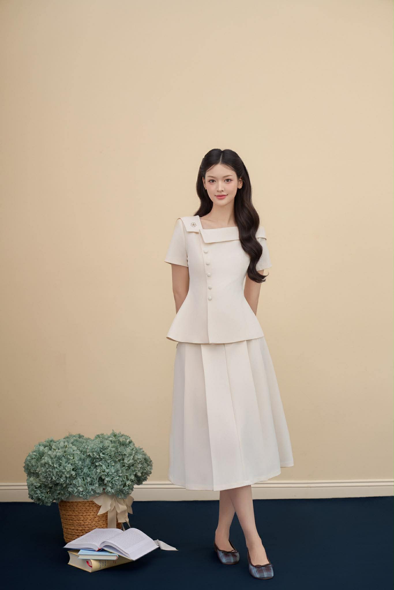 CHÂN VÁY DÀI XẾP LY DIỄU CẠP CORA