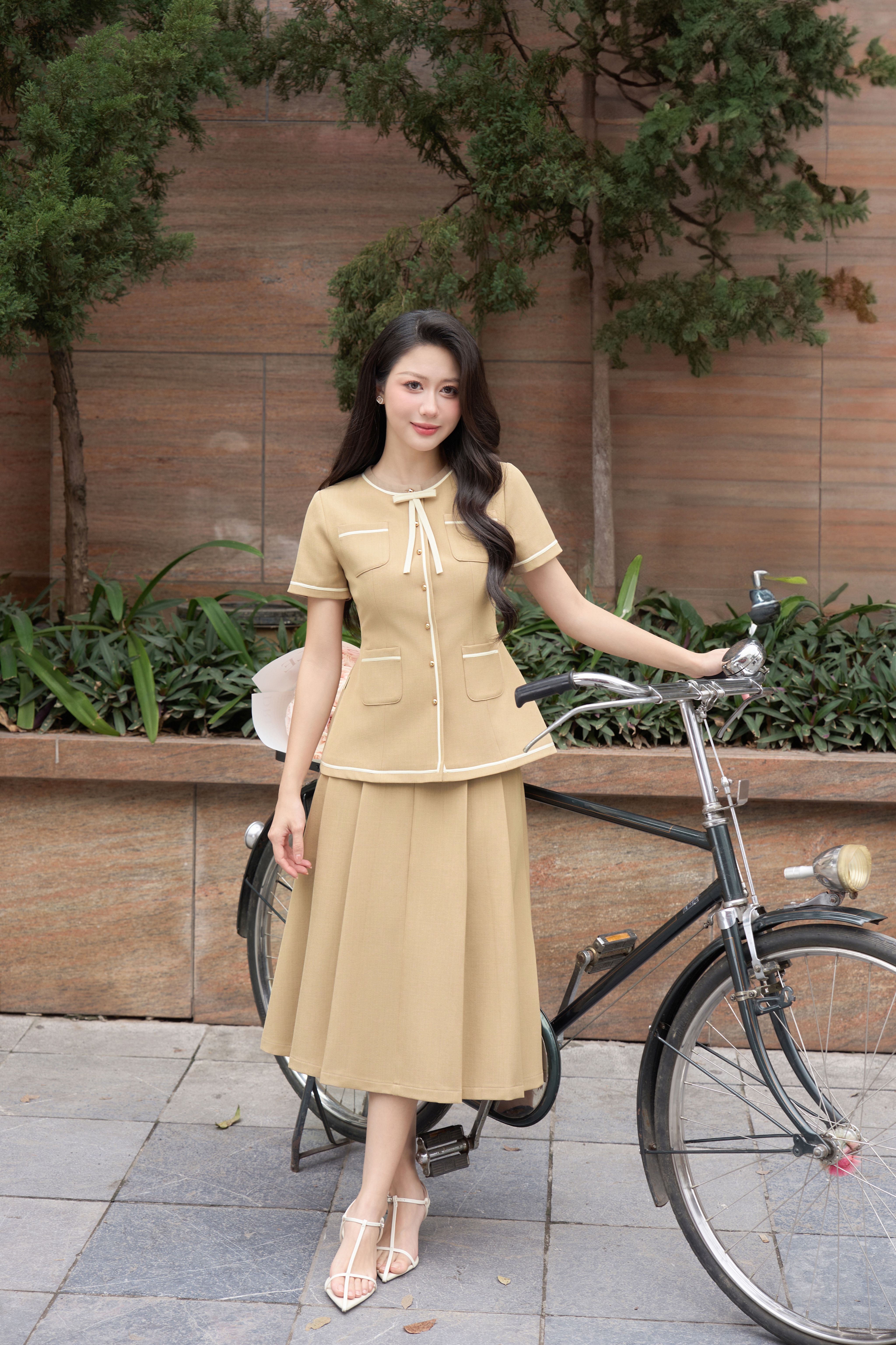 CHÂN VÁY DÀI XẾP LY DIỄU CẠP CORA
