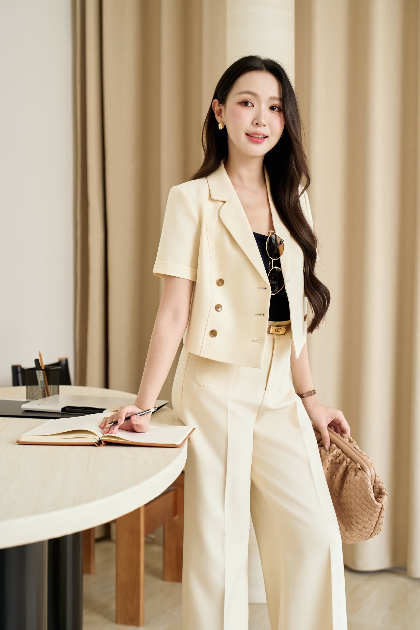 QUẦN DÁNG SUÔNG PHỐI TÚI ỐP FONA