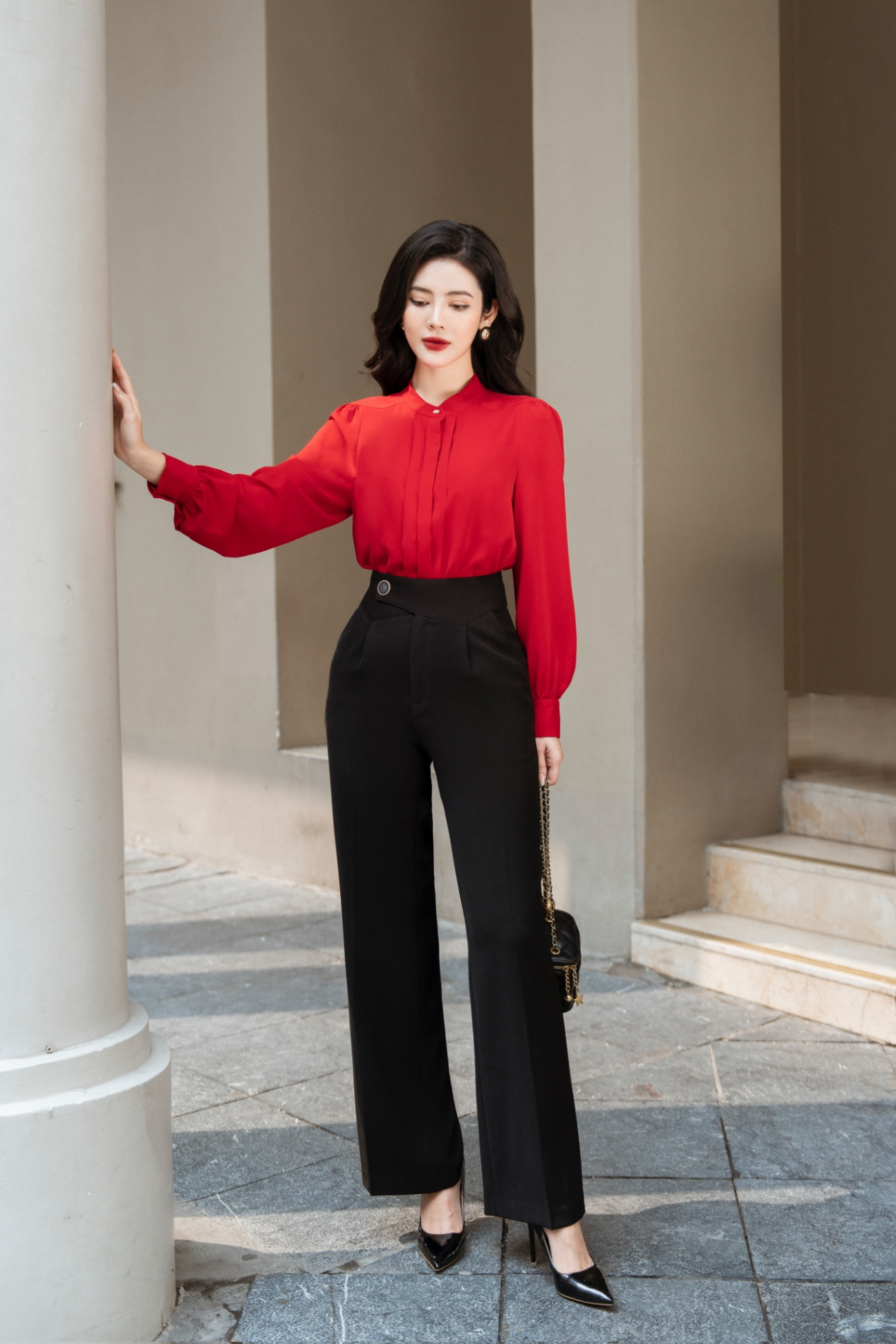 ÁO SM CỔ TÀU XẾP LY NẸP