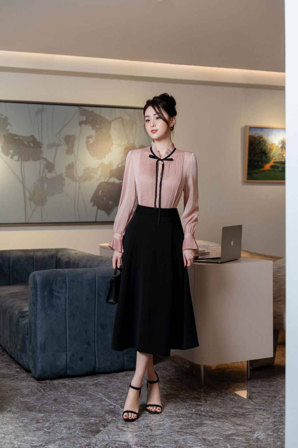Váy Liền Voan Váy Hoa Nhỏ Dáng Gầy Chít Eo Phong Cách Hàn Quốc Váy Dài Vừa  Vạt Rộng Có Lỗ Tự Nhiên Tay Bay Lượn Váy Xòe Rộng - MixASale