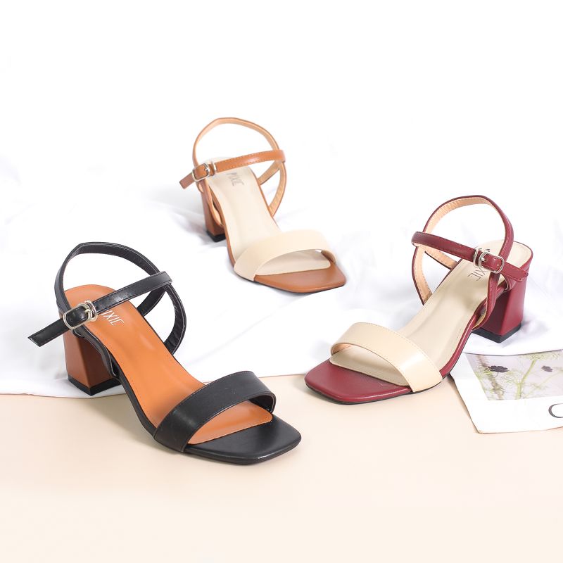 Giày Sandal Cao Gót 6cm Đế Vuông Mix Nhiều Màu X467