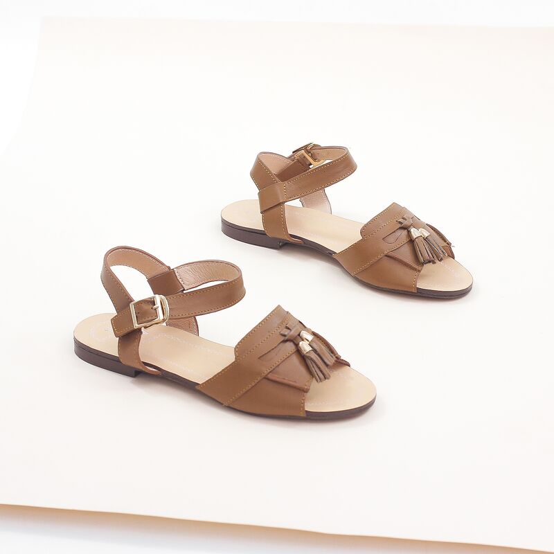 Giày Sandal Bệt Da Thật Gắn Nơ Chuông X469