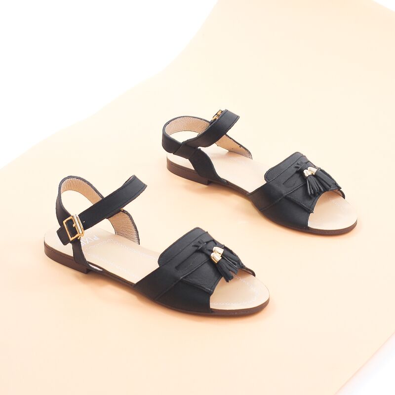 Giày Sandal Bệt Da Thật Gắn Nơ Chuông X469