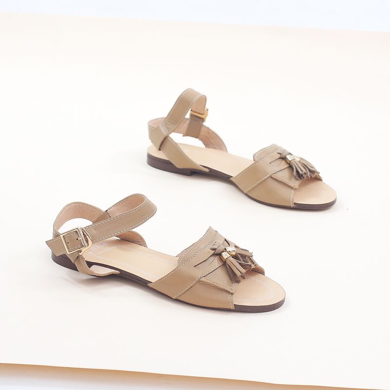 Giày Sandal Bệt Da Thật Gắn Nơ Chuông X469