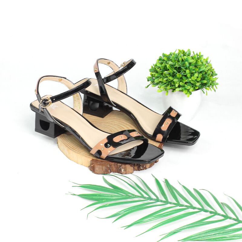 Giày Sandal Cao Gót 3cm Quai Phối Màu X531