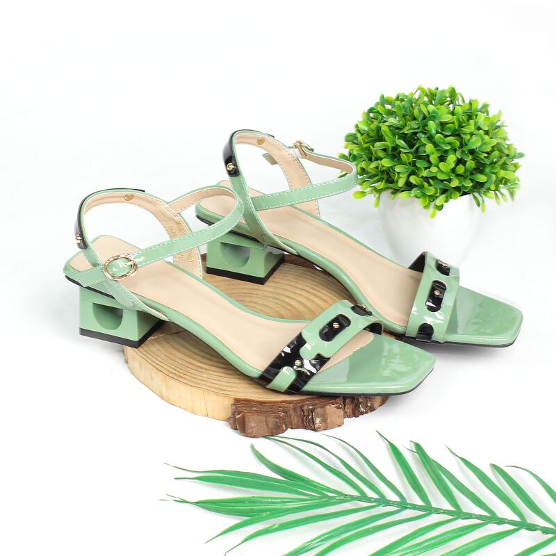 Giày Sandal Cao Gót 3cm Quai Phối Màu X531