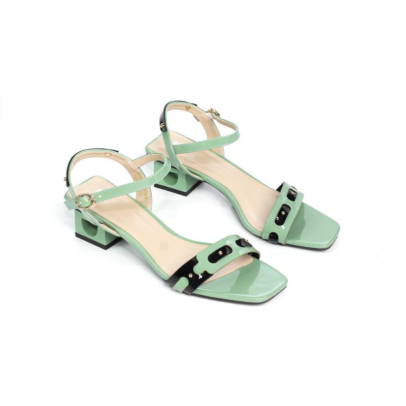 Giày Sandal Cao Gót 3cm Quai Phối Màu X531