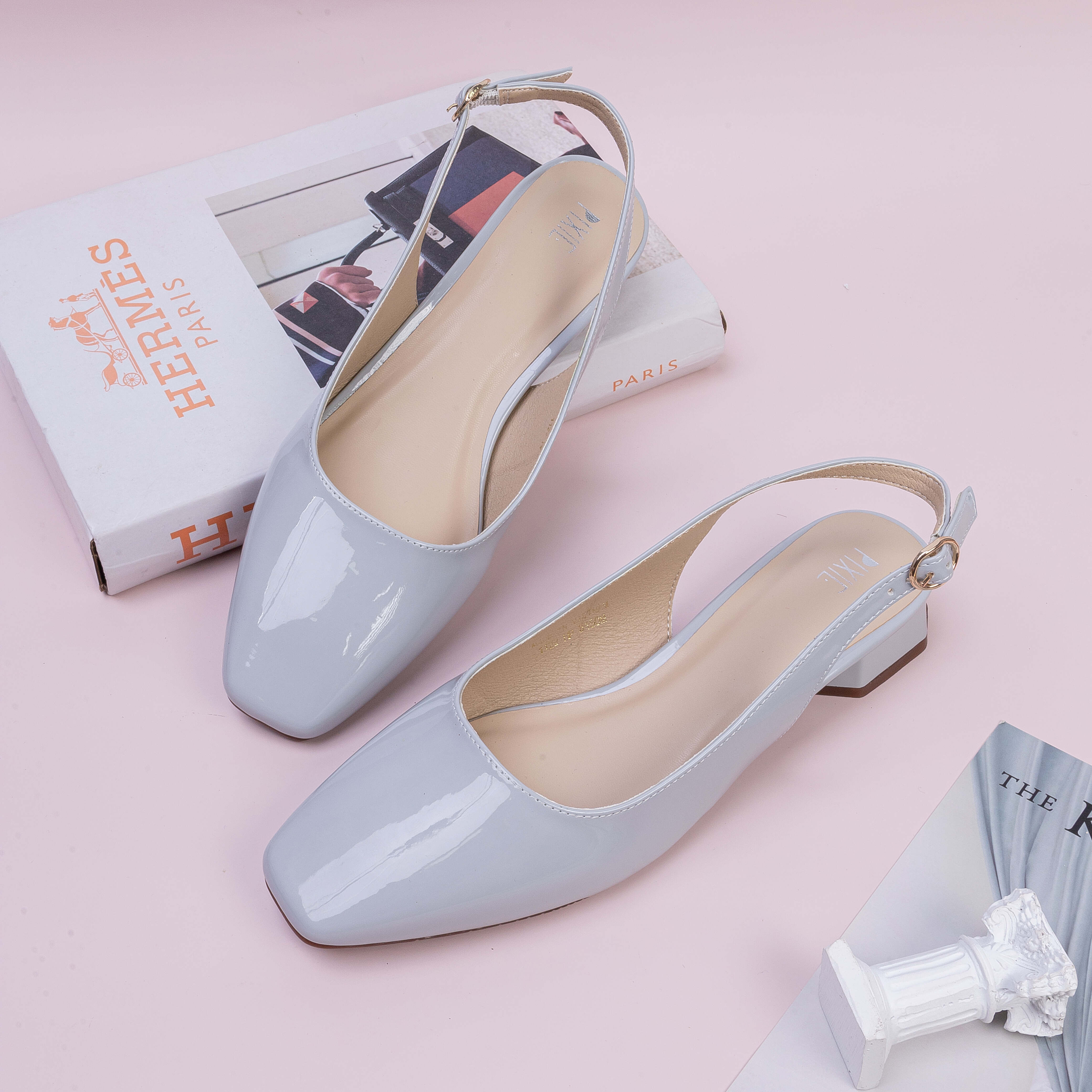 Giày Cao Gót 3cm SlingBack Da Bóng H044