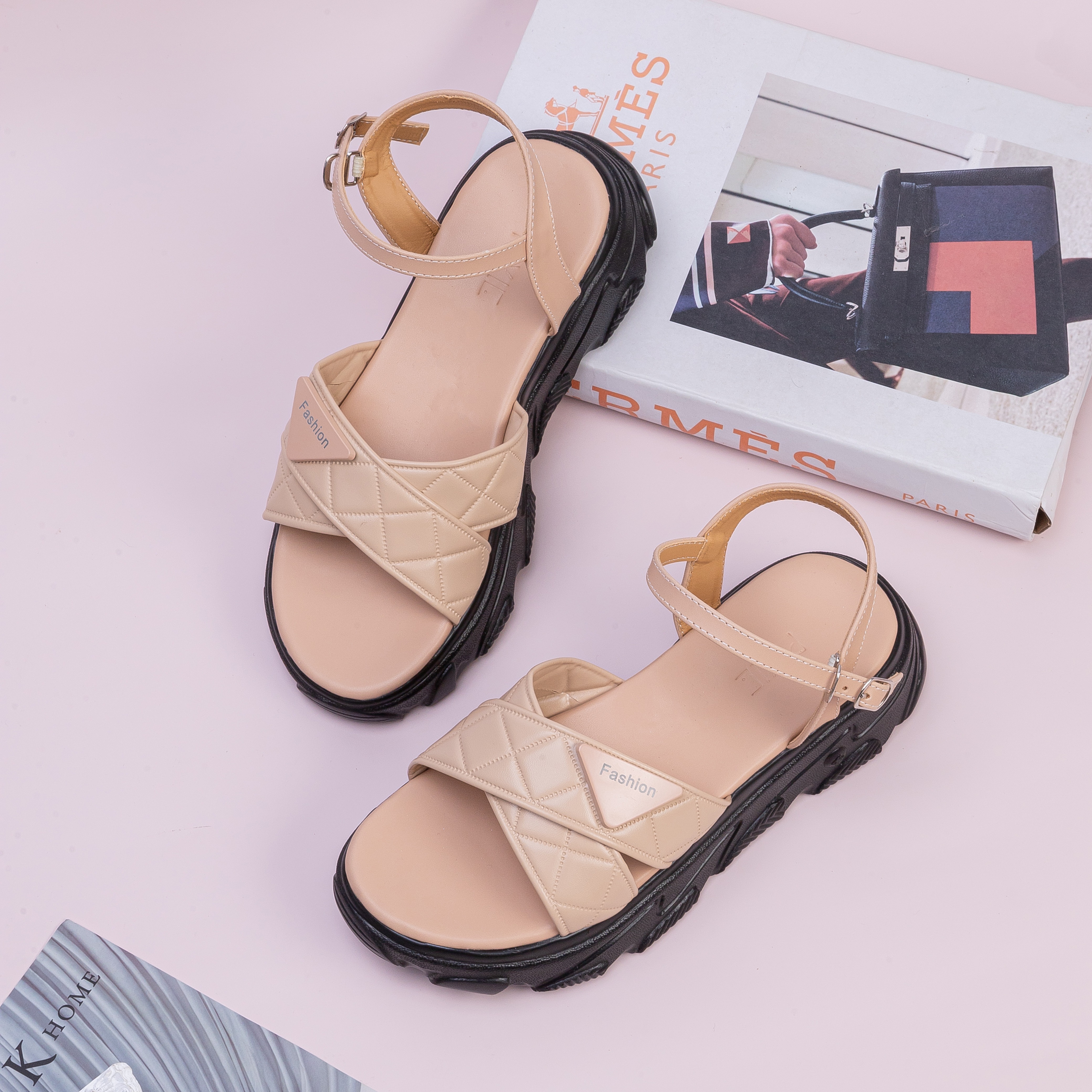 Giày Sandal Xuồng 5cm Quai Chéo H041