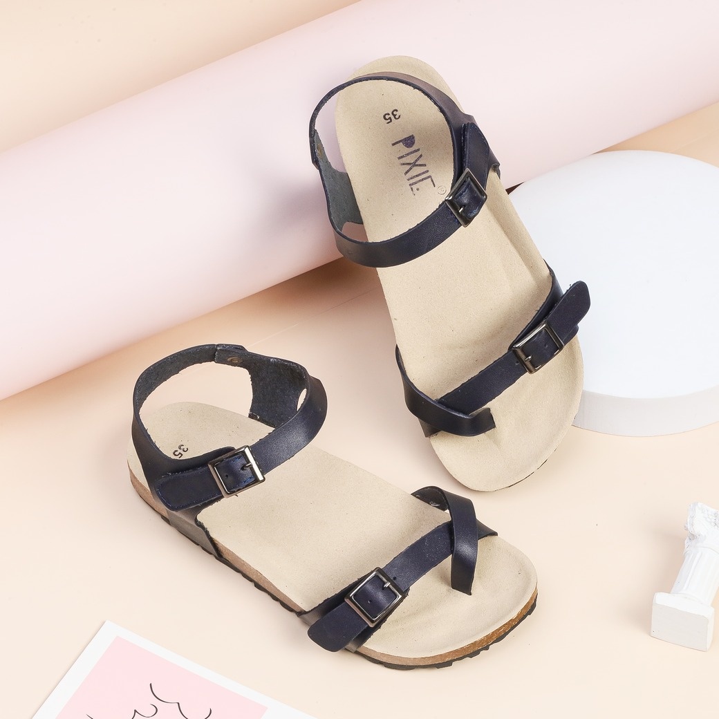 Giày Sandal Bệt Da Thật Quai Dán H086