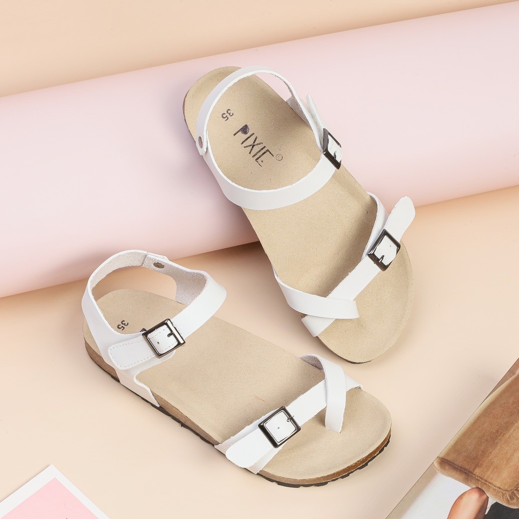 Giày Sandal Bệt Da Thật Quai Dán H086